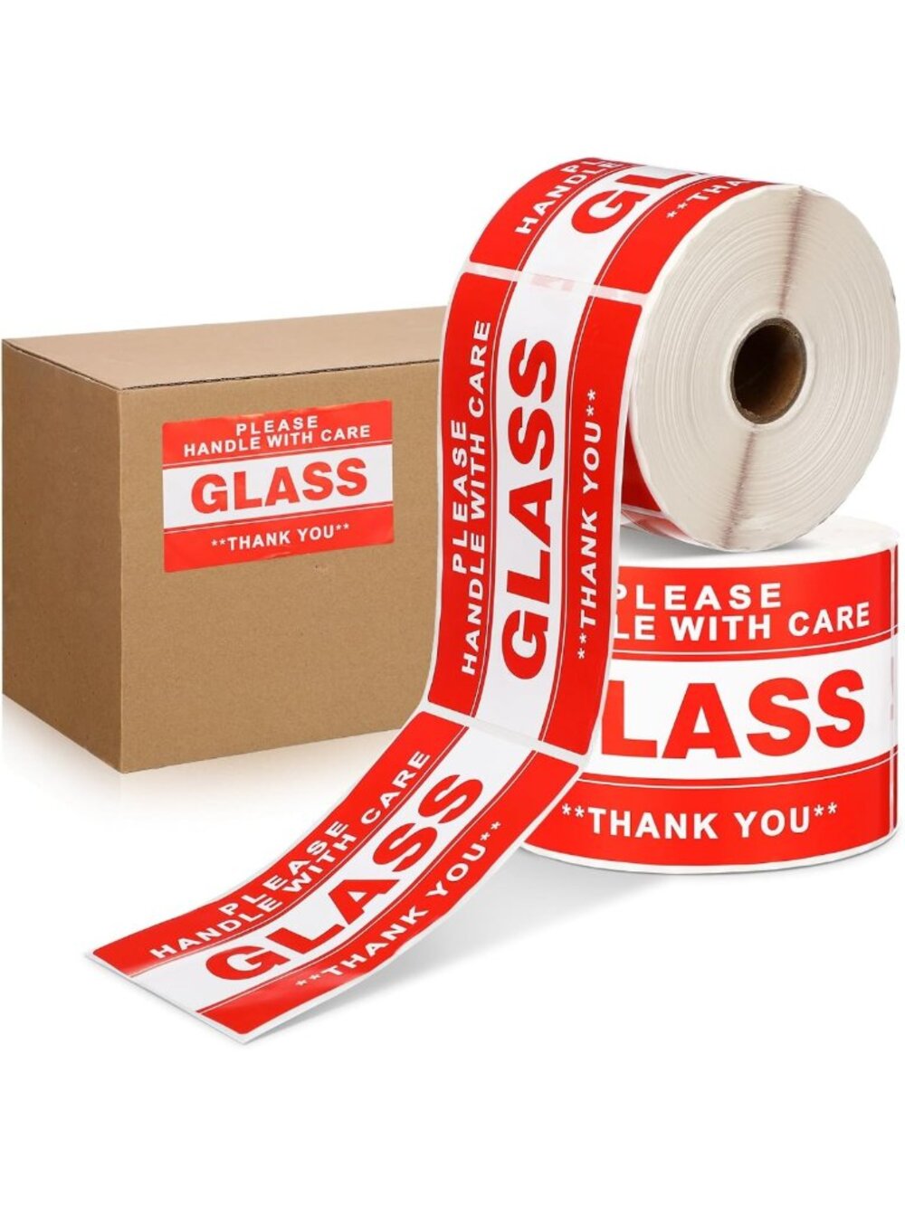 500 Pcs Handle with Care Stickers - Fragile Shipping Labels, Red Adhesive 3x5
